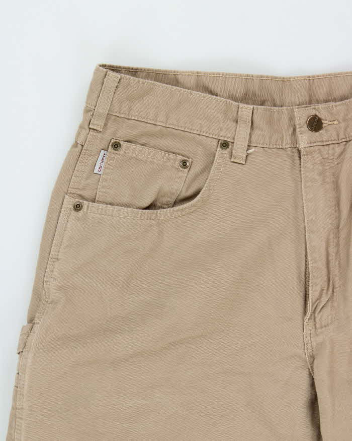 Vintage Carhartt B159 Golden Khaki Loose Original Fit Canvas Carpenter Trousers - W36 L32