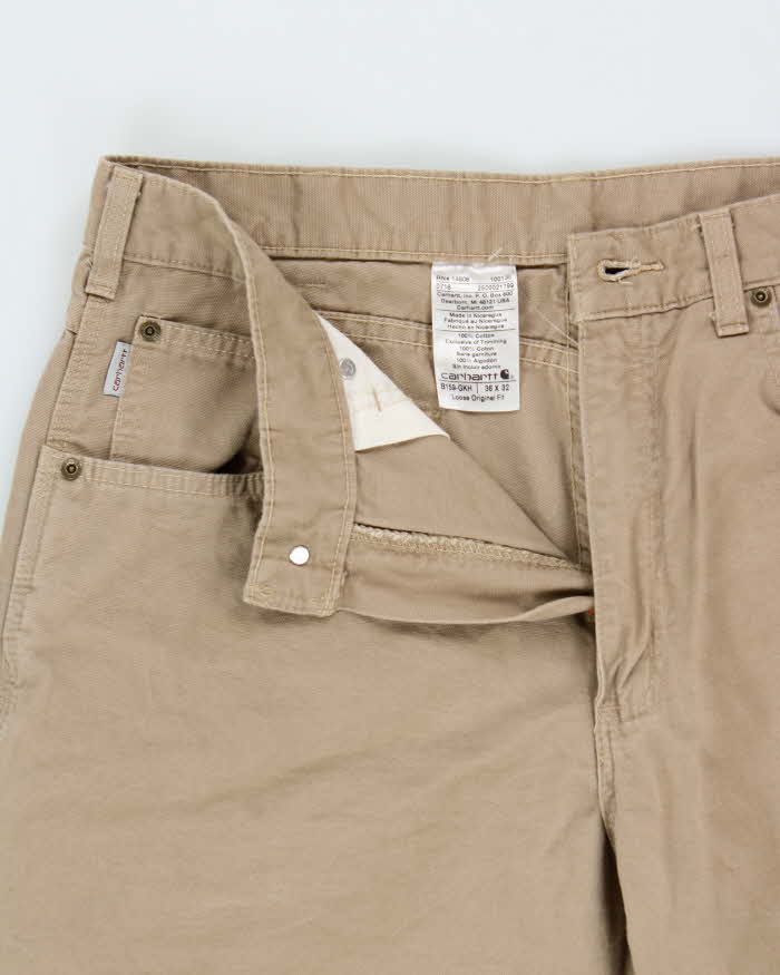 Vintage Carhartt B159 Golden Khaki Loose Original Fit Canvas Carpenter Trousers - W36 L32