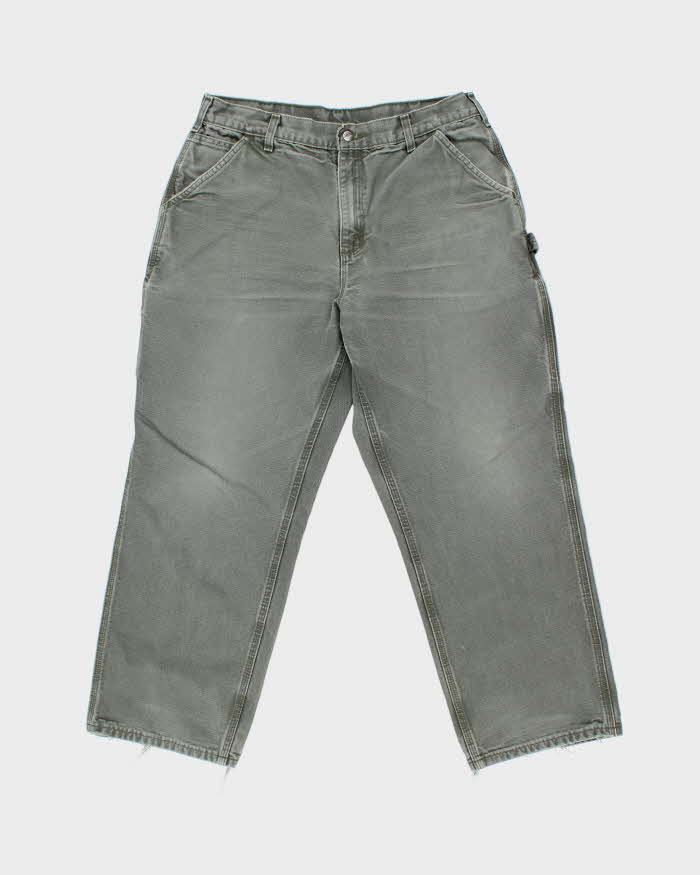 Vintage Carhartt B11 Moss Original Duck Canvas Dungaree Fit Carpenter Trousers - W34 L28