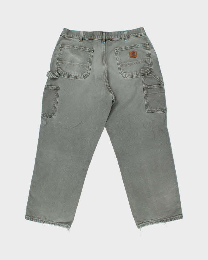 Vintage Carhartt B11 Moss Original Duck Canvas Dungaree Fit Carpenter Trousers - W34 L28