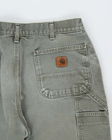 Vintage Carhartt B11 Moss Original Duck Canvas Dungaree Fit Carpenter Trousers - W34 L28