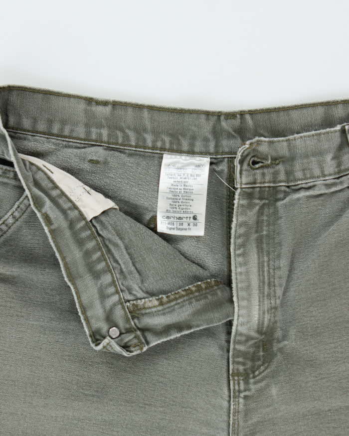 Vintage Carhartt B11 Moss Original Duck Canvas Dungaree Fit Carpenter Trousers - W34 L28
