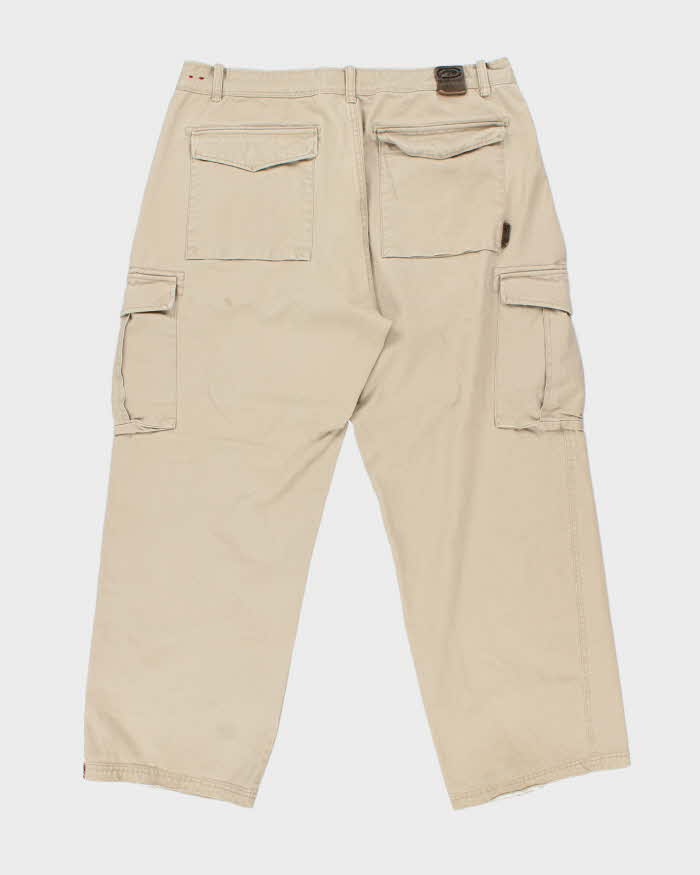 Vintage Y2K 00s Ecko UNLTD 'Massive Pant' Heavyweight Tan Ultra Wide Leg Cargo Trousers - W40 L31