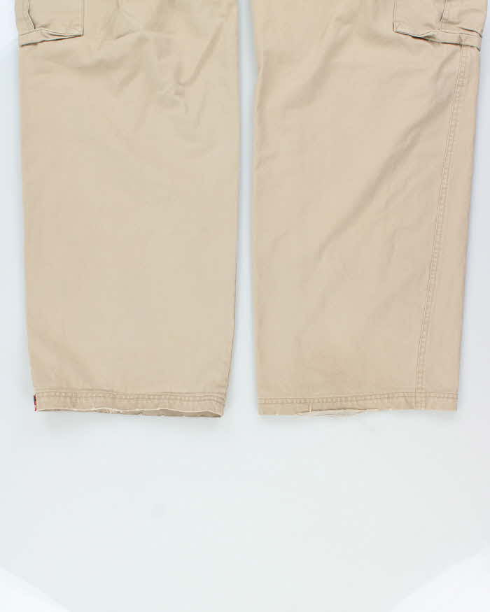 Vintage Y2K 00s Ecko UNLTD 'Massive Pant' Heavyweight Tan Ultra Wide Leg Cargo Trousers - W40 L31