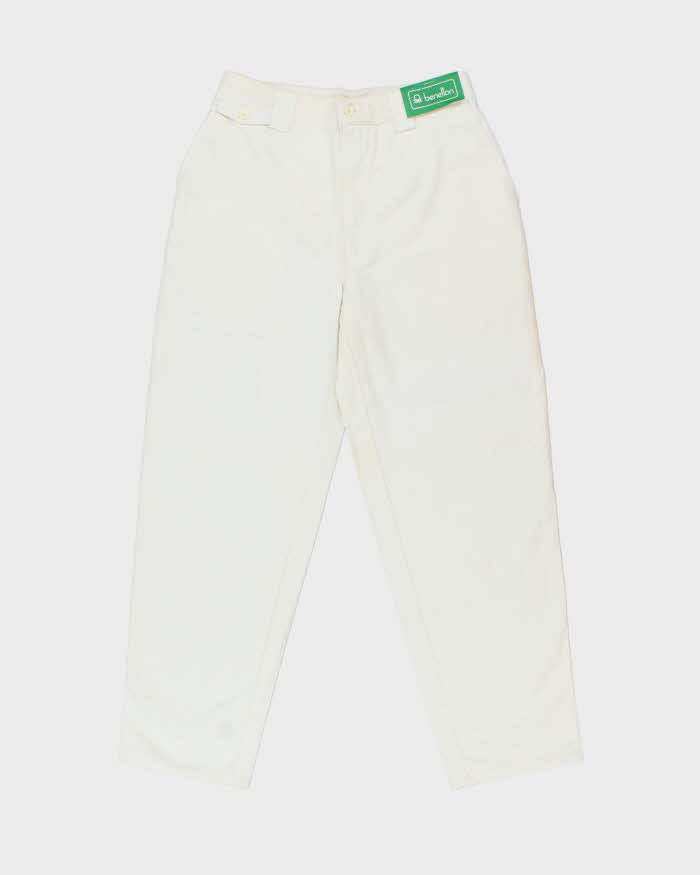 DSWT 1980s Benetton High Waisted Heavy Cotton Tube Trousers - W30 L30