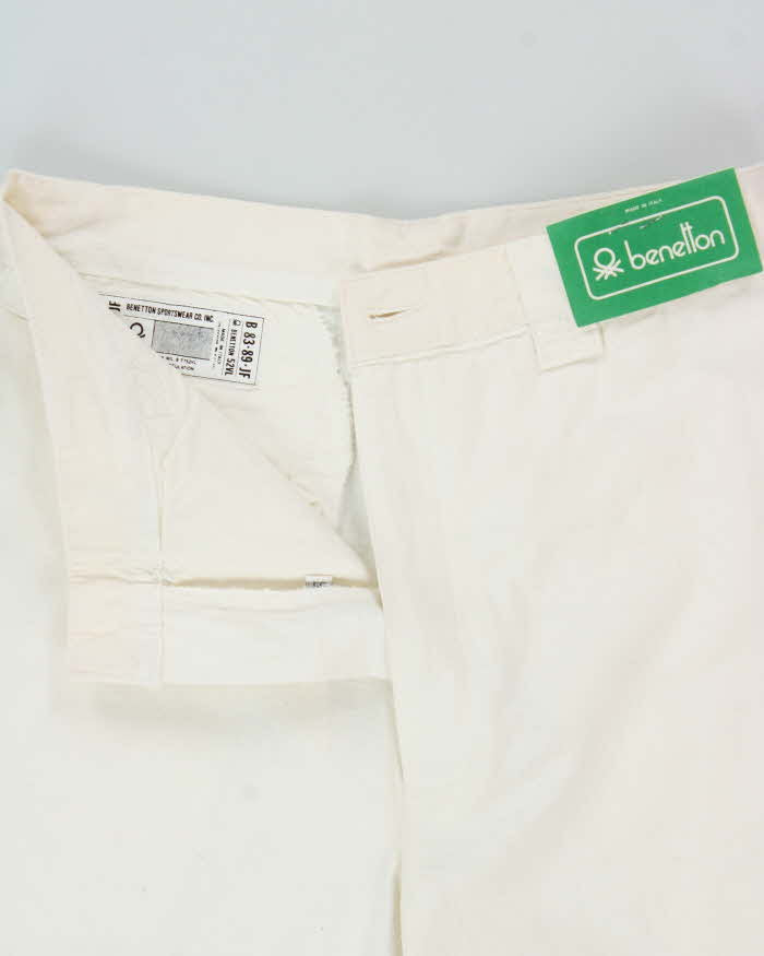 DSWT 1980s Benetton High Waisted Heavy Cotton Tube Trousers - W30 L30