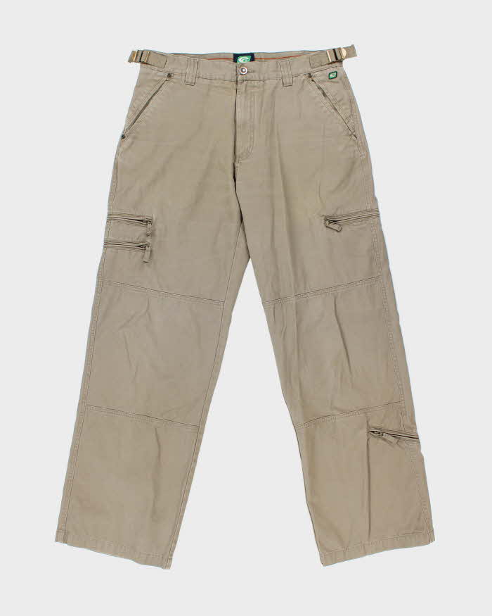 Vintage Y2K 00s Point Zero Multi-Pocket Khaki Wide Leg Cargo Trousers - W34 L32