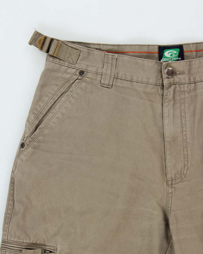 Vintage Y2K 00s Point Zero Multi-Pocket Khaki Wide Leg Cargo Trousers - W34 L32