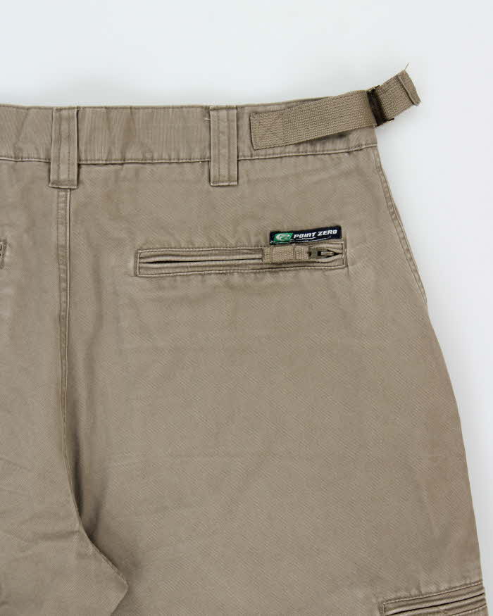 Vintage Y2K 00s Point Zero Multi-Pocket Khaki Wide Leg Cargo Trousers - W34 L32