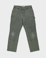 Vintage Carhartt BN3 Moss Double Knee Canvas Rugged Flex Relaxed Fit Carpenter Trousers - W34 L30