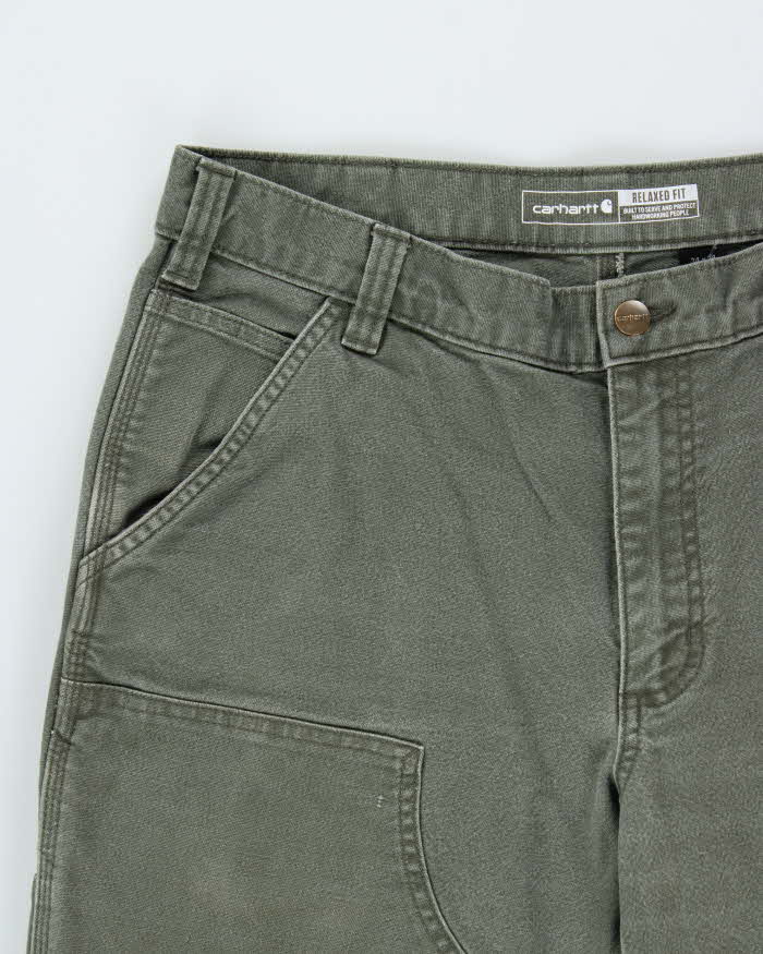 Vintage Carhartt BN3 Moss Double Knee Canvas Rugged Flex Relaxed Fit Carpenter Trousers - W34 L30