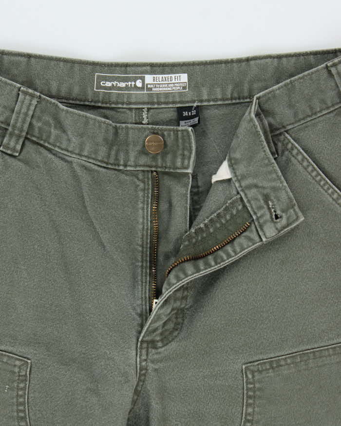 Vintage Carhartt BN3 Moss Double Knee Canvas Rugged Flex Relaxed Fit Carpenter Trousers - W34 L30
