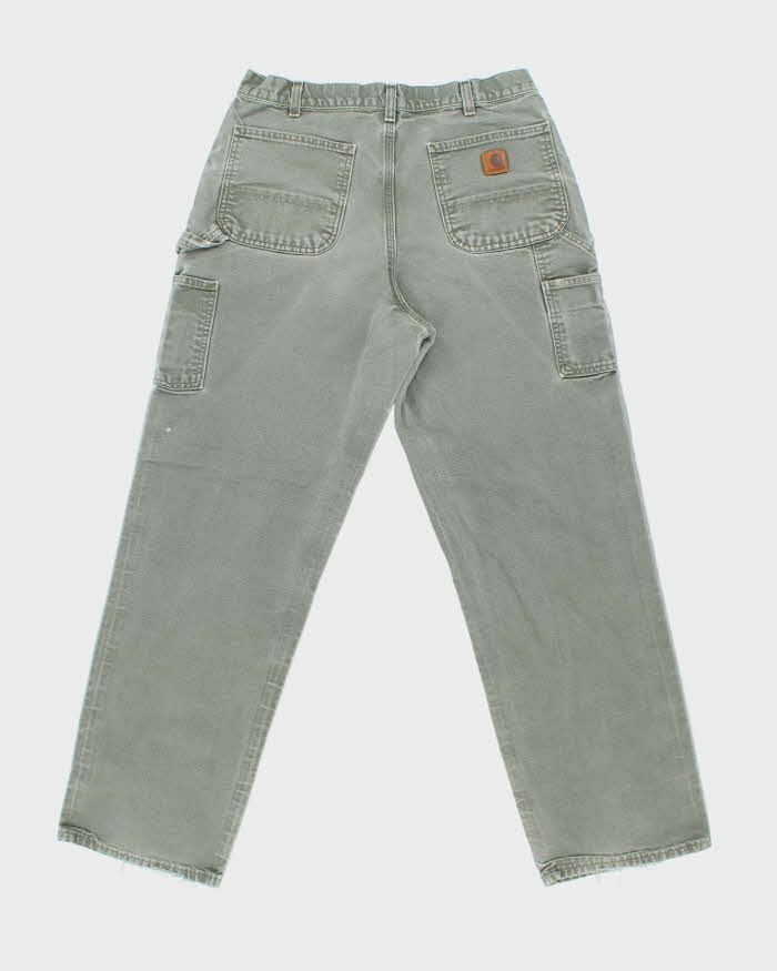 Vintage Carhartt B11 Moss Canvas Original Dungaree Fit Carpenter Trousers - W34 L32