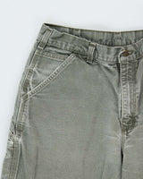 Vintage Carhartt B11 Moss Canvas Original Dungaree Fit Carpenter Trousers - W34 L32