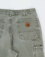 Vintage Carhartt B11 Moss Canvas Original Dungaree Fit Carpenter Trousers - W34 L32