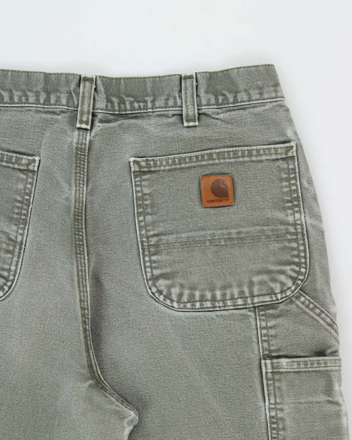 Vintage Carhartt B11 Moss Canvas Original Dungaree Fit Carpenter Trousers - W34 L32