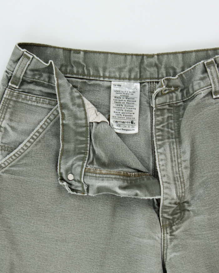 Vintage Carhartt B11 Moss Canvas Original Dungaree Fit Carpenter Trousers - W34 L32