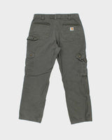 Vintage Carhartt B342 Moss RipStop Cargo Double Knee Canvas Relaxed Fit Carpenter Trousers - W34 L29