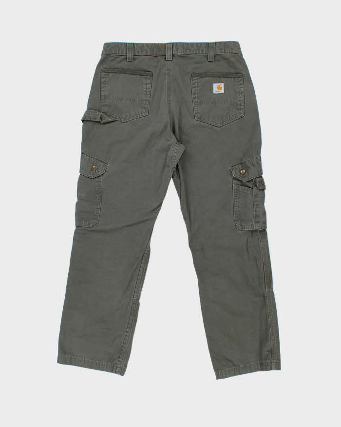 Vintage Carhartt B342 Moss RipStop Cargo Double Knee Canvas Relaxed Fit Carpenter Trousers - W34 L29
