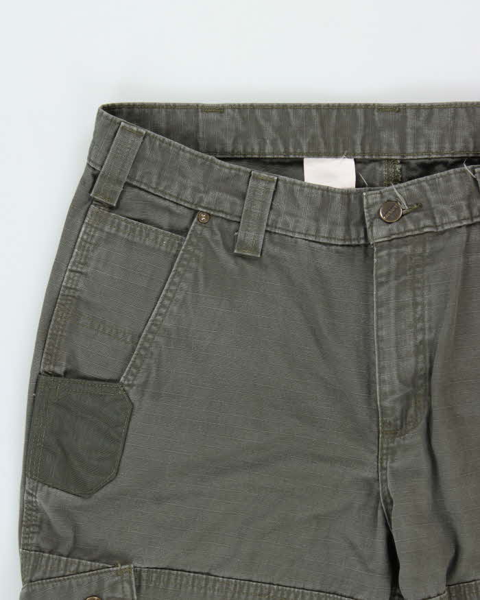 Vintage Carhartt B342 Moss RipStop Cargo Double Knee Canvas Relaxed Fit Carpenter Trousers - W34 L29