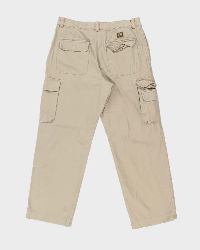 Vintage Eddie Bauer Khaki Utility Fit Heavyweight Wide Leg Workwear Trousers - W34 L32