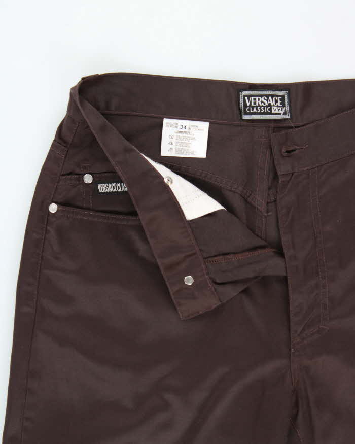Vintage Y2K 00s Versace Classic V2 Satin Straight Leg Trousers - W32 L31