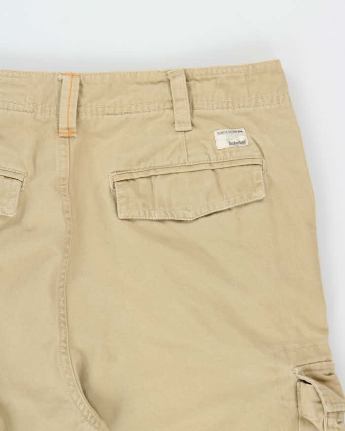 Vintage Y2K 00s Timberland Khaki Heavyweight Canvas Wide Leg Cargo Trousers - W36 L30