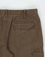 Vintage Y2K 00s Eddie Bauer Khaki Heavyweight Canvas Utility Fit Wide Leg Cargo Trousers - W38 L32