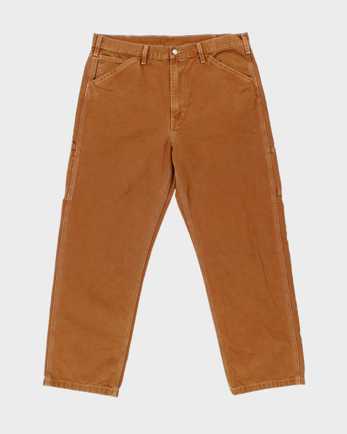 Vintage Levi's Heavyweight Water-Less Tan Wide Leg Workwear Carpenter Trousers - W36 L30