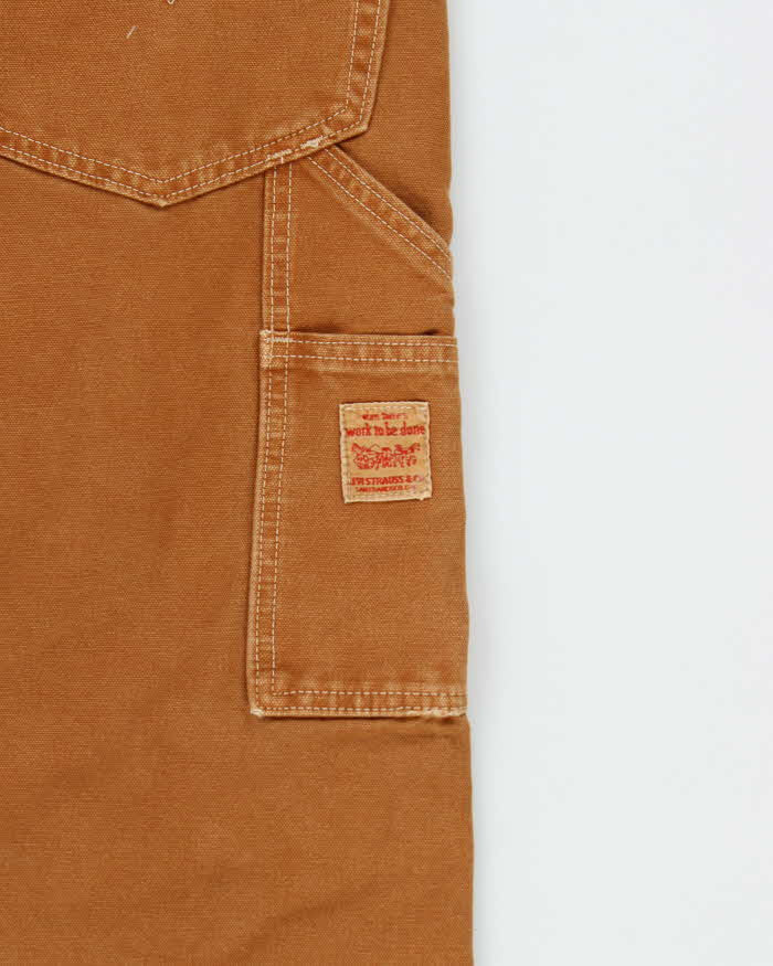 Vintage Levi's Heavyweight Water-Less Tan Wide Leg Workwear Carpenter Trousers - W36 L30