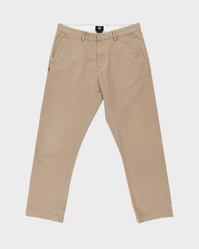 Vintage Stussy Khaki Relaxed Tapered Skate Chino Trousers - W34 L30