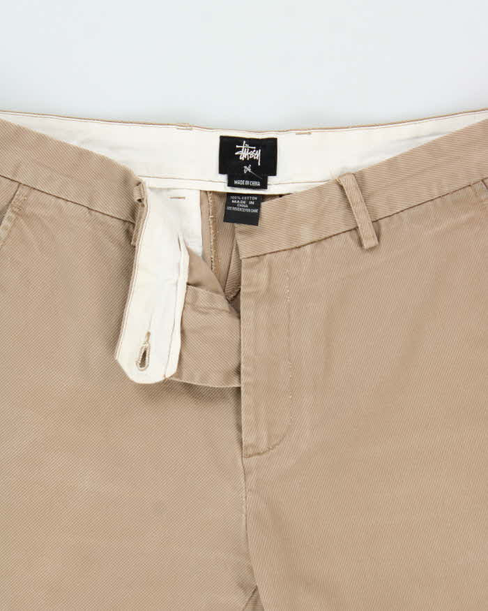 Vintage Stussy Khaki Relaxed Tapered Skate Chino Trousers - W34 L30