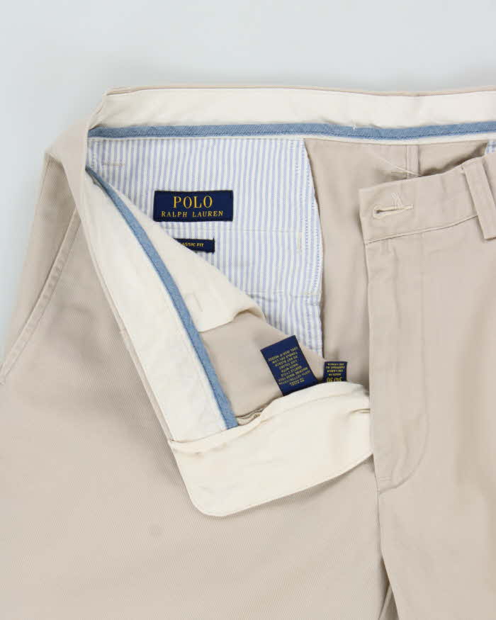 Vintage Polo Ralph Lauren Cream Khaki Classic Relaxed Fit Chino Trousers - W34 L30