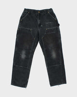 Vintage Carhartt B01 BLK Duck Canvas Double Knee Made In USA Distressed Loose Original Fit Carpenter Trousers - W32 L30