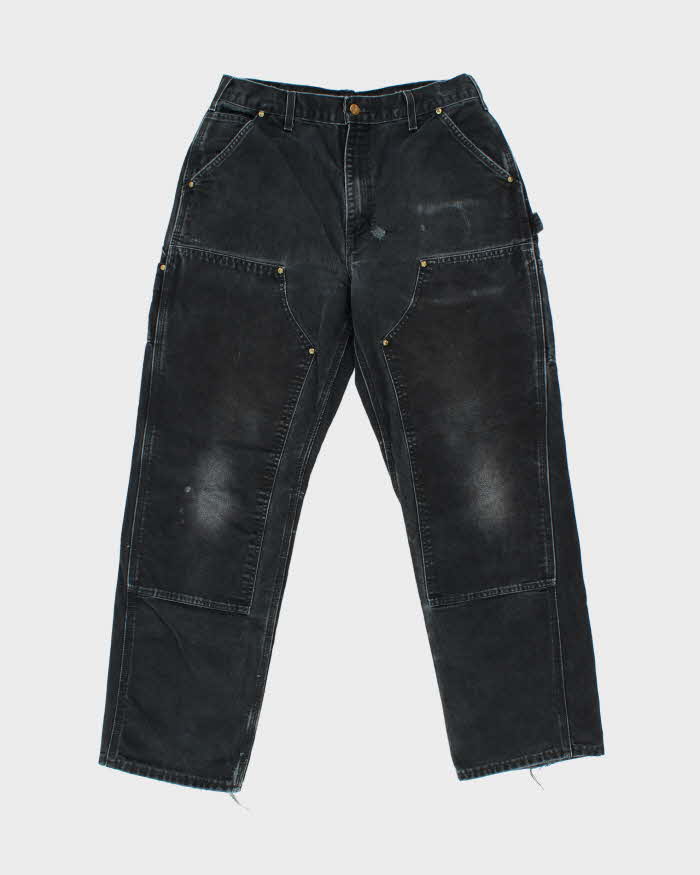 Vintage Carhartt B01 BLK Duck Canvas Double Knee Made In USA Distressed Loose Original Fit Carpenter Trousers - W32 L30