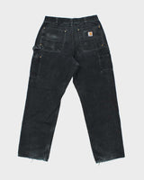 Vintage Carhartt B01 BLK Duck Canvas Double Knee Made In USA Distressed Loose Original Fit Carpenter Trousers - W32 L30