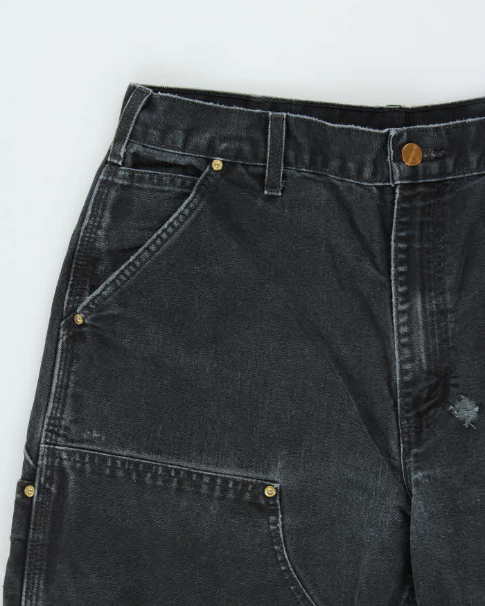 Vintage Carhartt B01 BLK Duck Canvas Double Knee Made In USA Distressed Loose Original Fit Carpenter Trousers - W32 L30