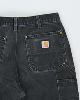 Vintage Carhartt B01 BLK Duck Canvas Double Knee Made In USA Distressed Loose Original Fit Carpenter Trousers - W32 L30