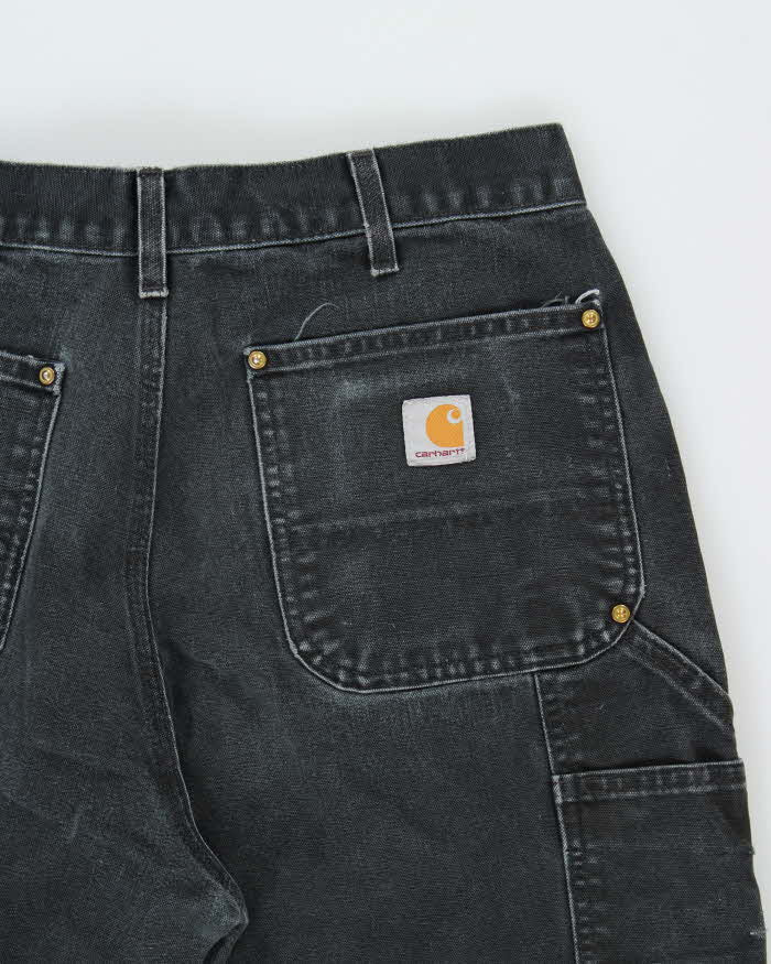 Vintage Carhartt B01 BLK Duck Canvas Double Knee Made In USA Distressed Loose Original Fit Carpenter Trousers - W32 L30