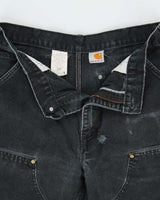 Vintage Carhartt B01 BLK Duck Canvas Double Knee Made In USA Distressed Loose Original Fit Carpenter Trousers - W32 L30