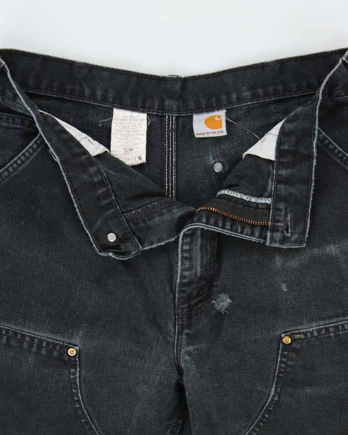 Vintage Carhartt B01 BLK Duck Canvas Double Knee Made In USA Distressed Loose Original Fit Carpenter Trousers - W32 L30