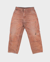 Vintage 2009 Y2K Carhartt B01 Elba Duck Canvas Double Knee Made In USA Distressed Loose Original Fit Carpenter Trousers - W32 L28
