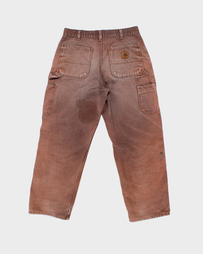 Vintage 2009 Y2K Carhartt B01 Elba Duck Canvas Double Knee Made In USA Distressed Loose Original Fit Carpenter Trousers - W32 L28