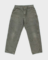 Vintage Carhartt B136 MOS Washed Duck Double Knee Dungaree Fit Carpenter Trousers - W34 L31