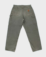 Vintage Carhartt B136 MOS Washed Duck Double Knee Dungaree Fit Carpenter Trousers - W34 L31