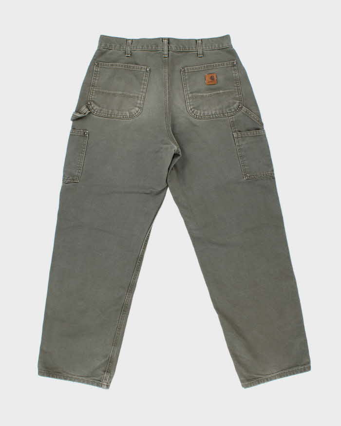 Vintage Carhartt B136 MOS Washed Duck Double Knee Dungaree Fit Carpenter Trousers - W34 L31