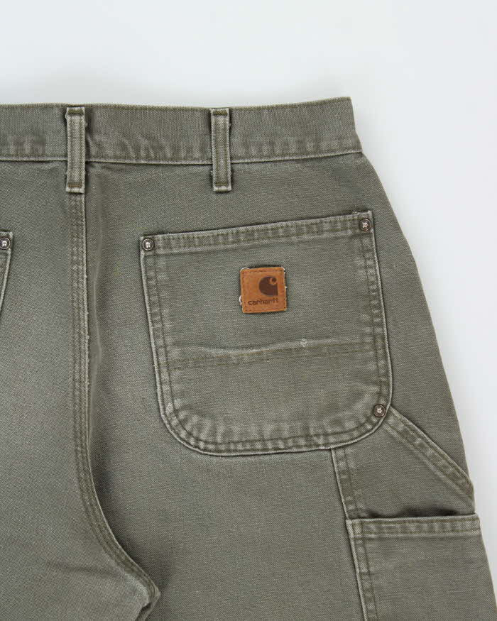 Vintage Carhartt B136 MOS Washed Duck Double Knee Dungaree Fit Carpenter Trousers - W34 L31