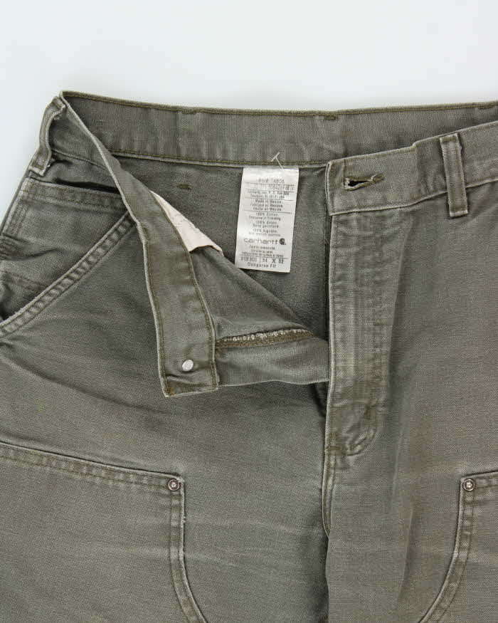 Vintage Carhartt B136 MOS Washed Duck Double Knee Dungaree Fit Carpenter Trousers - W34 L31