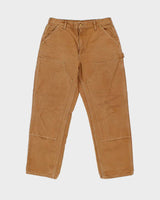 Vintage Carhartt B01 BRN Made In USA Firm Duck Double-Front Loose Fit Carpenter Trousers - W34 L30