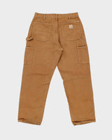 Vintage Carhartt B01 BRN Made In USA Firm Duck Double-Front Loose Fit Carpenter Trousers - W34 L30
